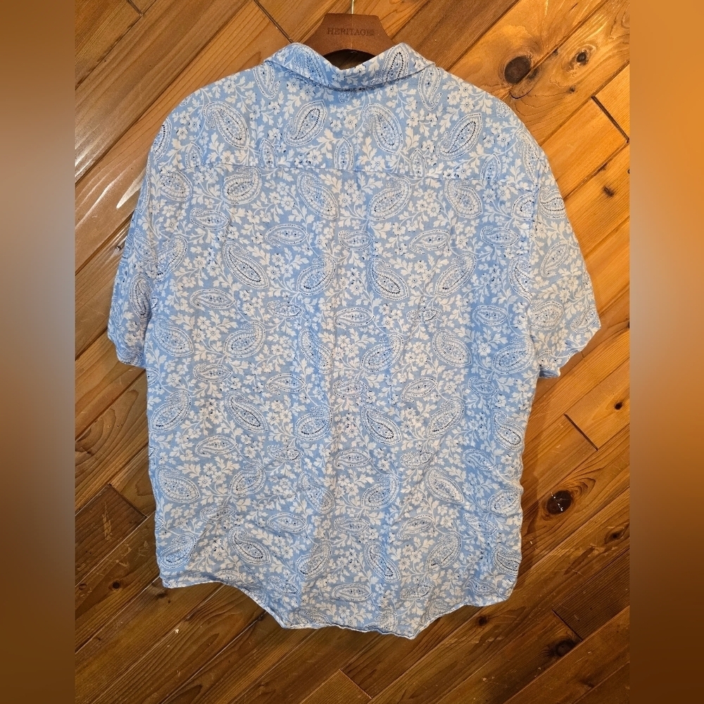 UNTUCKit Linen Light Blue Paisley Casual Shirt Sizw XL - Picture 6 of 6